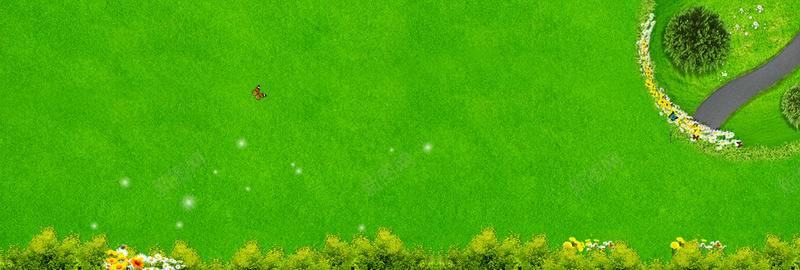 绿色草地海报背景背景