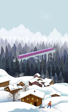雪地列车海报设计背景