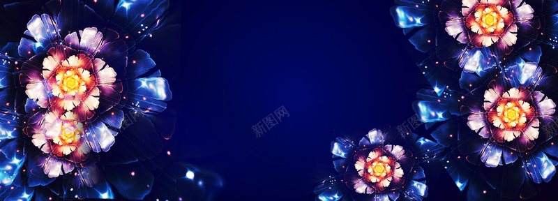 蓝色水晶花朵背景背景