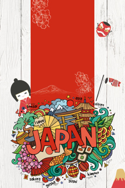 卡通手绘日本风格日本高端旅游背景