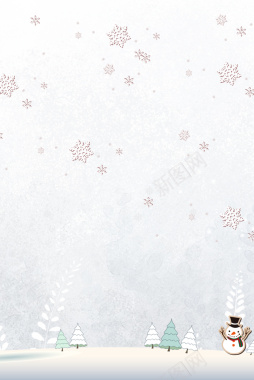 蓝色清新冬季雪花雪人海报背景背景
