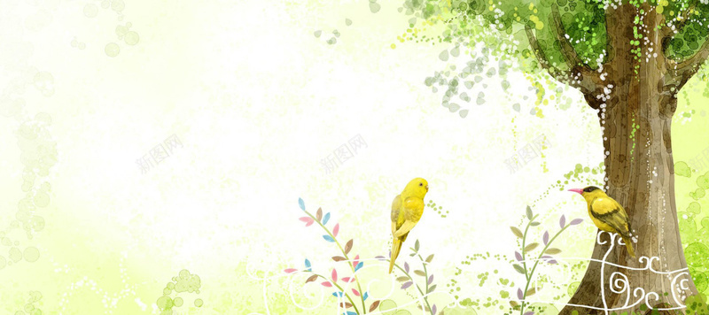 春天小鸟背景图背景