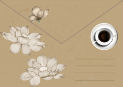创意复古动感菜单背景手绘花朵咖啡菜单信封海报背景高清图片