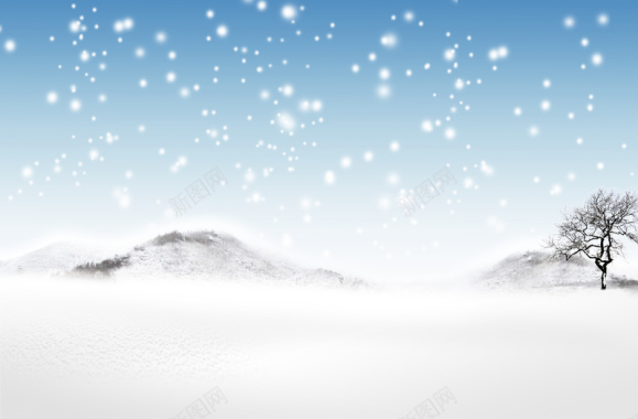 唯美雪景冬季促销海报背景模板背景