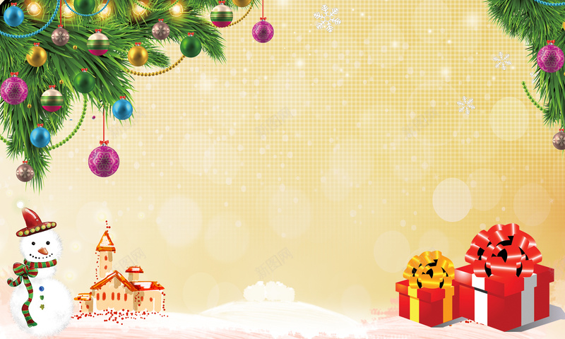 圣诞节活动海报背景psd设计背景_88icon https://88icon.com 圣诞树 圣诞节 卡通 礼物 童趣 米黄色 手绘