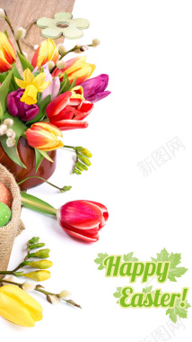 多彩花朵复活节背景图背景