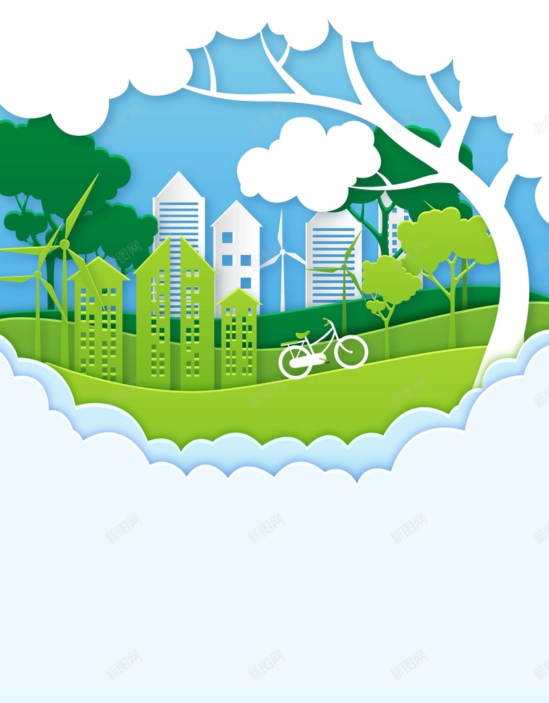 绿色环保低碳节能环保城市海报jpg设计背景_88icon https://88icon.com 绿色环保 节能环保 扁平化 城市 建筑 树 公益 文明城市