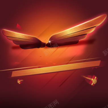 大气礼物翅膀红色背景素材背景