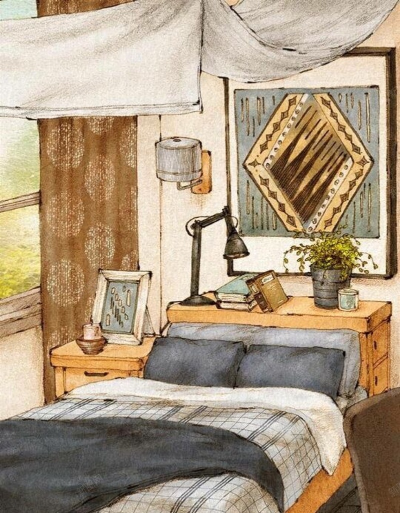 手绘插画H5背景jpg设计背景_88icon https://88icon.com 手绘 房间 其他 插画 彩色 H5 h5 卡通 童趣