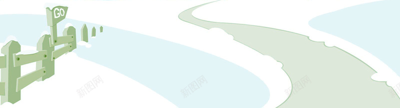 卡通篱笆道路背景jpg设计背景_88icon https://88icon.com 卡通 白色 篱笆 道路 雪地 蓝色 绿色 海报banner 童趣 手绘