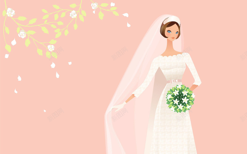 卡通穿着婚纱的新娘粉色背景素材jpg设计背景_88icon https://88icon.com 卡通人物 卡通新娘 卡通 婚礼 新娘 壁纸 壁纸图片 幸福