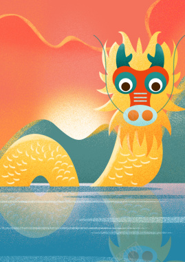 中国传统节日龙抬头手绘插画海报背景素材背景