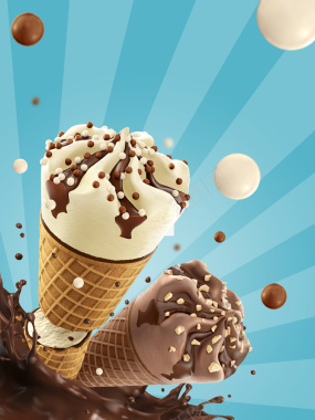 夏日甜品冰淇淋促销海报设计背景素材背景