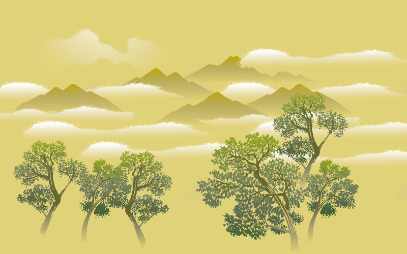 古风山野林间云jpg设计背景_88icon https://88icon.com 古风 远山 云 树林