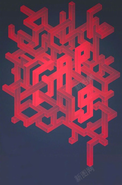红色迷宫个性宣传海报设计高清图片
