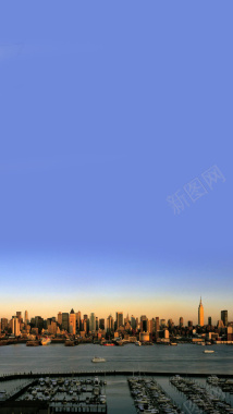 蓝色天空城市建筑H5背景背景