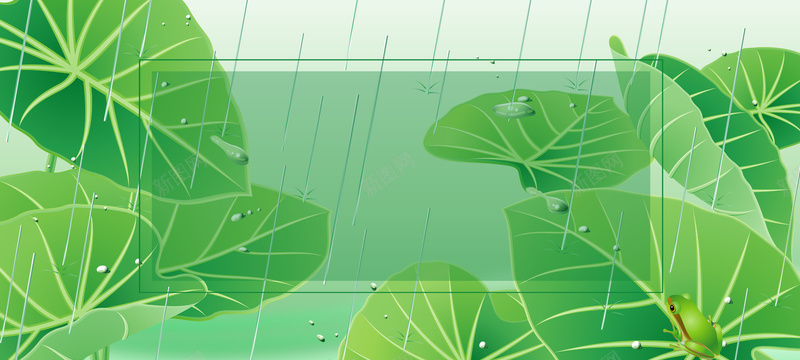 二十四节气荷叶绿色清新海报背景背景