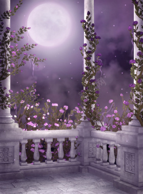 紫色月光唯美海报背景