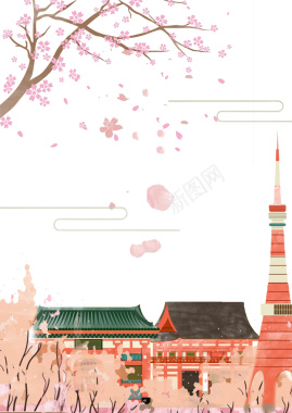 春季桃花节手绘海报背景背景