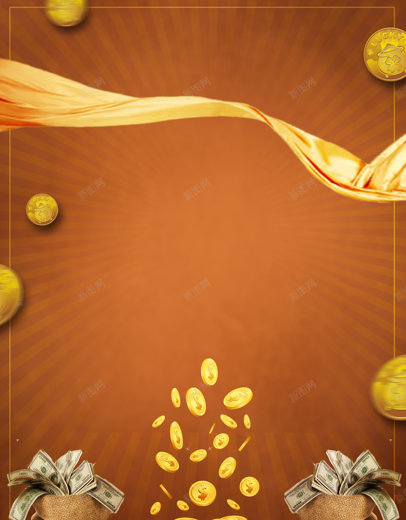 金融投资理财海报背景jpg设计背景_88icon https://88icon.com 美元 货币 金币 金融 钱 丝带 复古 投资 理财 传单 海报
