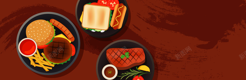美味食物餐饮优惠券卡通设计矢量背景背景