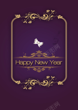 紫色新年海报卡片背景素材背景