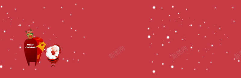 红色卡通手绘圣诞节淘宝banner背景背景