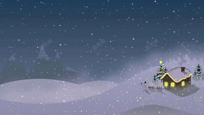 浪漫冬夜海报jpg设计背景_88icon https://88icon.com 冬季 卡通 手绘 童趣 雪景