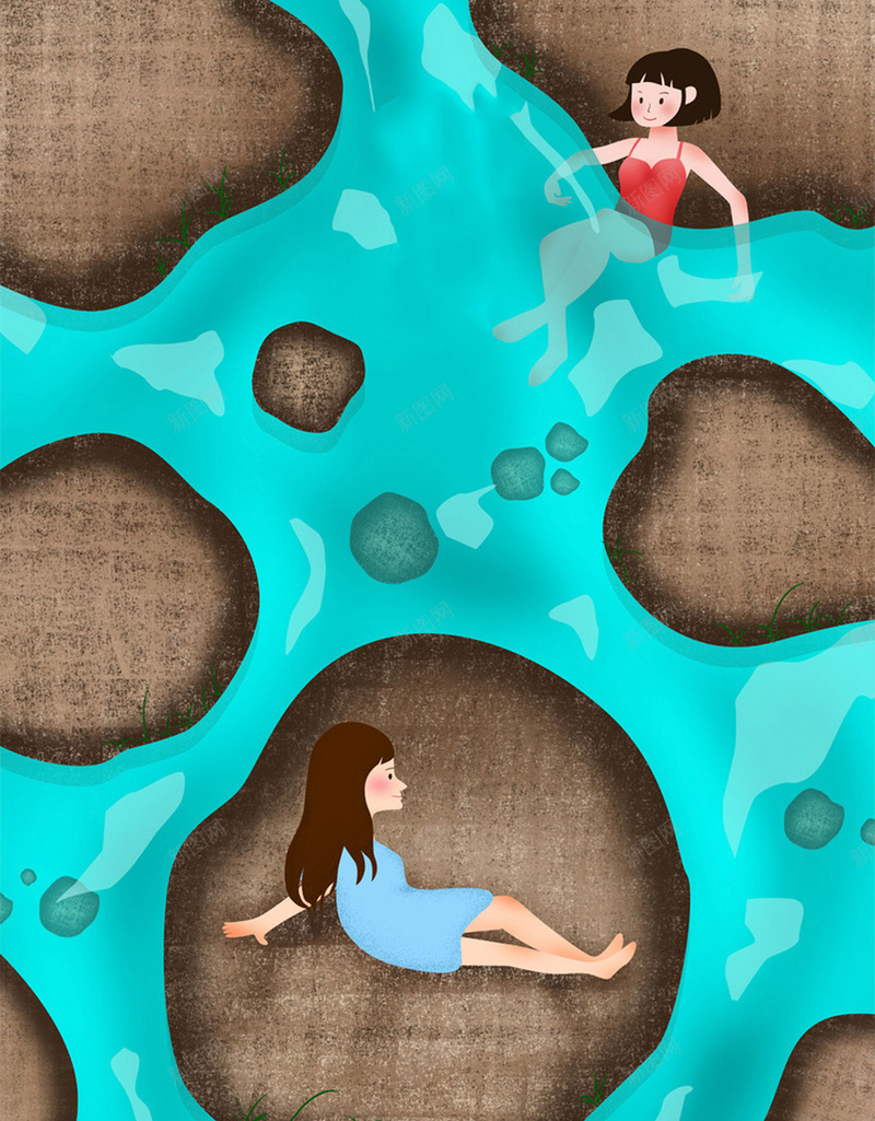 温泉宣传海报设计psd设计背景_88icon https://88icon.com 人物 卡通 宣传 旅游 温泉 手绘 泡澡 养生 健康