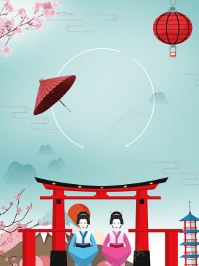 创意日本促销旅游海报背景素材背景