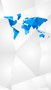 扁平化几何蓝色世界地图H5背景素材背景