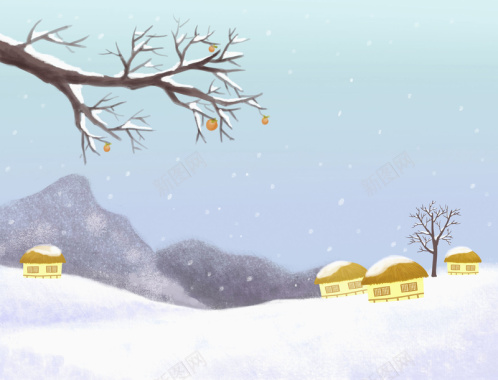 手绘冬季雪插画平面广告背景