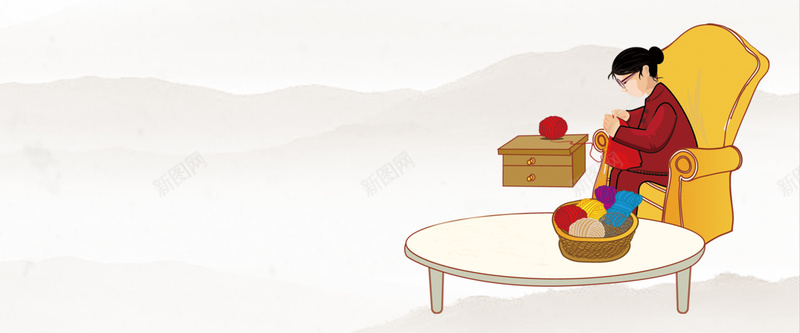 母亲节母亲缝衣服场景手绘白bannerpsd设计背景_88icon https://88icon.com 母亲节 母亲缝衣服 母亲 感恩母亲节 温馨 文艺 小清新 简约 素材 广告 设计 背景 亲情