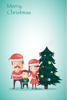 圣诞树和圣诞家庭矢量海报背景素材背景