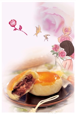 时尚唯美玫瑰饼宣传海报背景背景