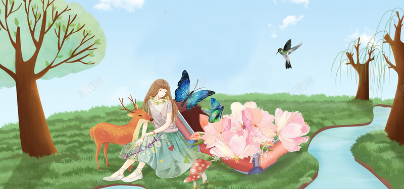 春游记唯美蝴蝶卡通童趣背景psd设计背景_88icon https://88icon.com 春天 春季 开春 绿色 文艺 小清新 简约 素材 广告 设计 背景 活力 踏春 自然风光 春游