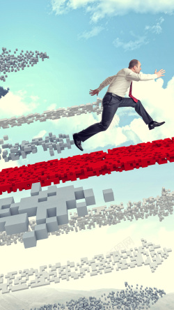 商务积木向上奔跑的人H5背景高清图片
