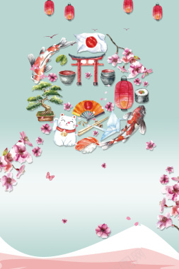 创意日本旅游日本美食宣传海报背景素材背景