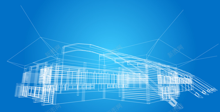 蓝色建筑框架设计图蓝图背景素材背景