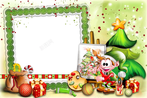 卡通圣诞相框背景素材背景