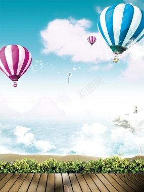 天空气球飘动海报背景素材背景