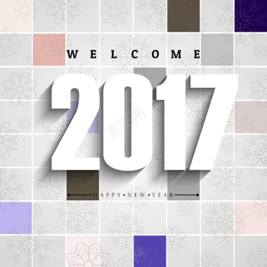 2017新年方块雪花背景素材背景