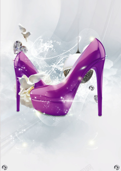 紫色的鞋时尚婚鞋海报背景素材高清图片