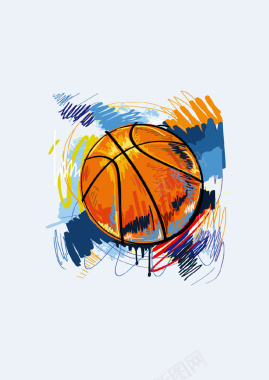 手绘彩色篮球海报背景图背景