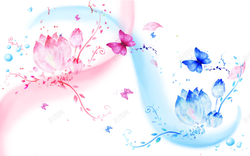 粉红色蓝色莲花蝴蝶海报背景psd设计背景_88icon https://88icon.com 粉红色海报 粉红色背景 莲花背景 蝴蝶海报 莲花 幸福