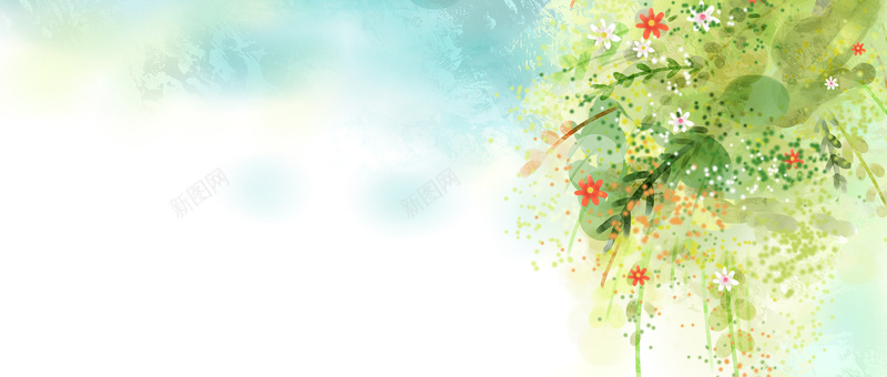 时尚手绘背景psd设计背景_88icon https://88icon.com 海报banner 彩色 手绘 时尚 花丛 卡通 童趣