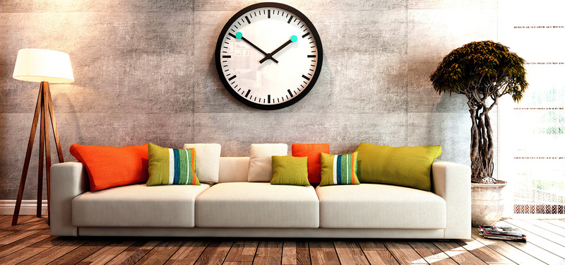 屋内摄影小清新背景jpg_88icon https://88icon.com 挂钟 沙发 台灯 盆栽 质感墙面 海报banner 文艺 小清新 简约