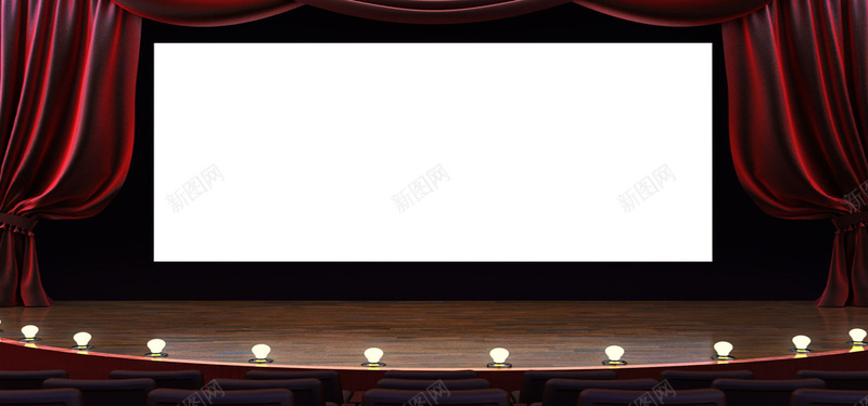 红色幕布舞台背景背景