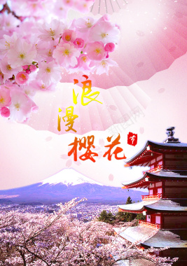 浪漫唯美樱花节日本旅游背景素材背景