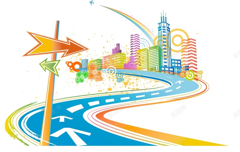 多彩城市主题矢量插图jpg设计背景_88icon https://88icon.com 主题 城市 多彩 插图 矢量 道路 建筑 路标 AI 卡通 童趣 手绘